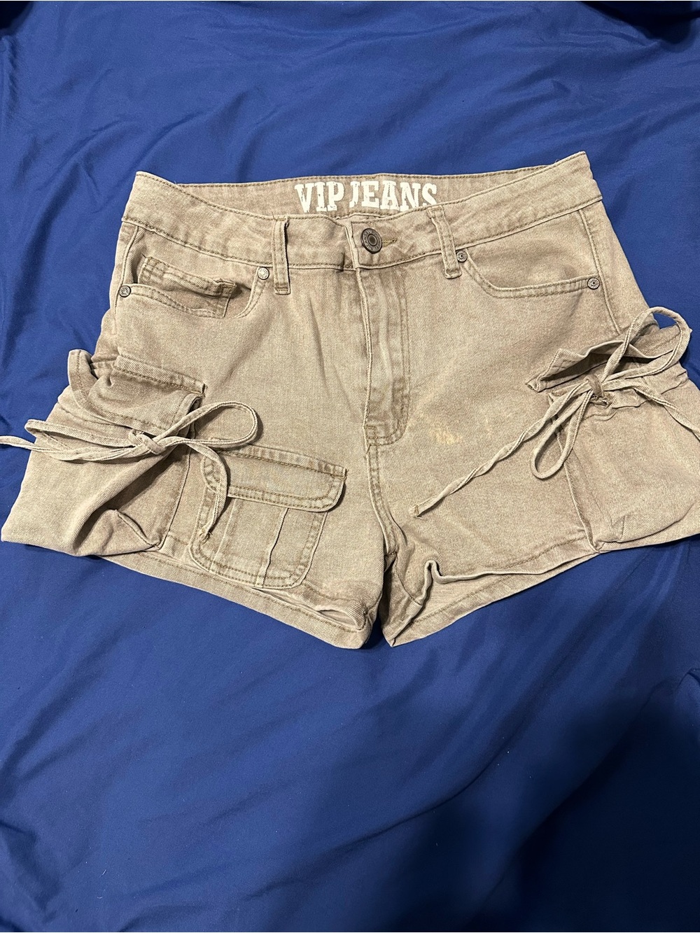 VIP Women's Tan Cargo Shorts with Side Ties